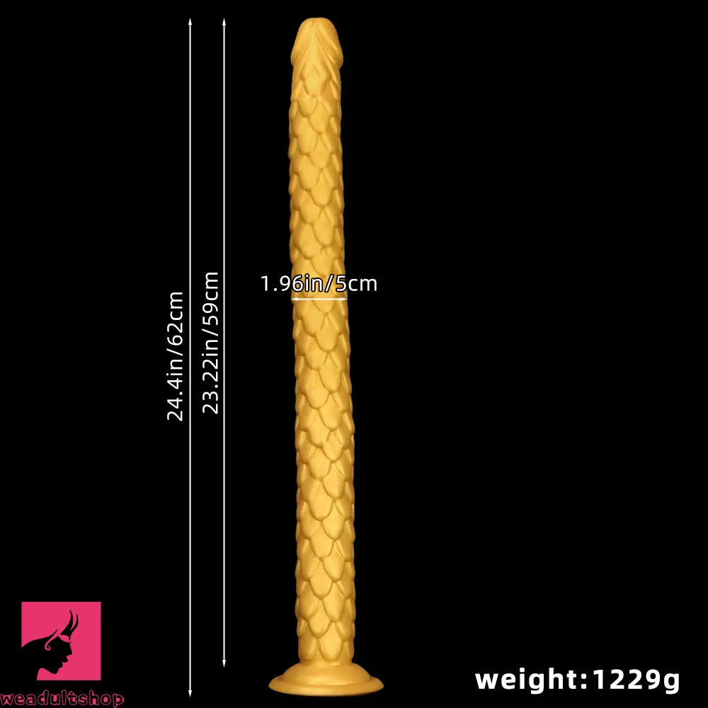 24.4in Gold Silicone Extra-long Scales Huge Dildo For Women Men Cock