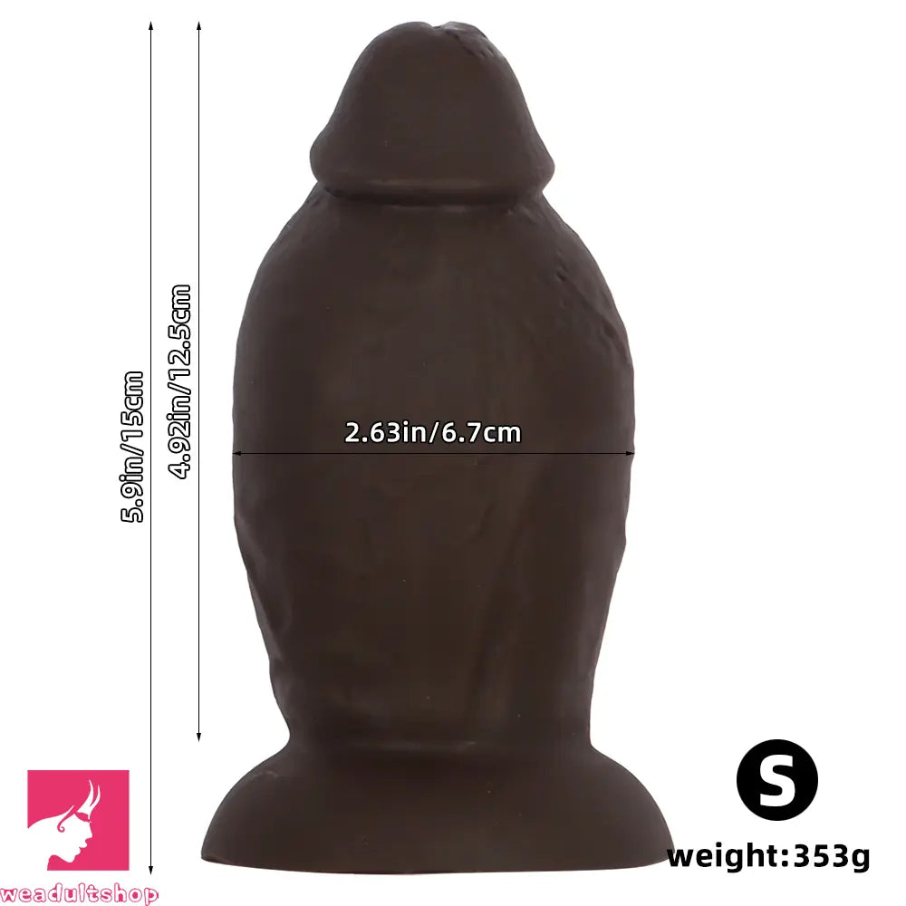 5.9in 8.66in 10.03in Coffee Eggless Large Anal Plug Penis Silicone Anal Dildo