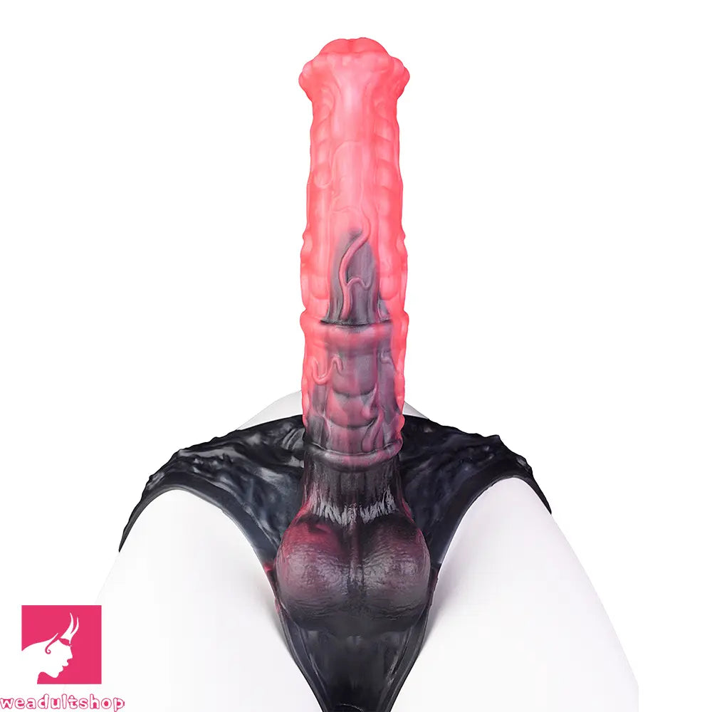 11.02in Horse Cock Hollow Soft Dildo Leather Panty Animal Penis Sheath