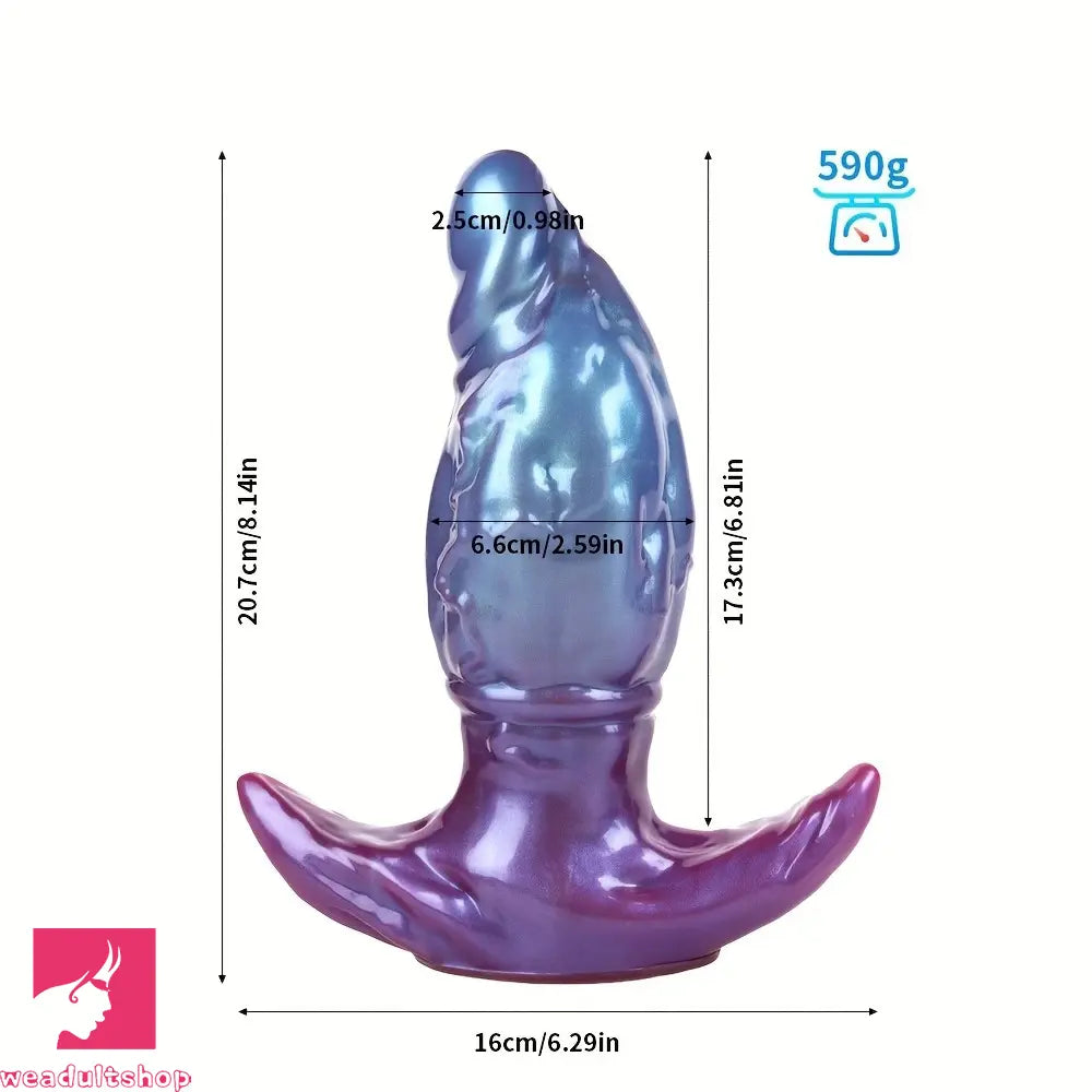 5.74in 6.92in 8.14in Soft Silicone Anal Plug Iridescent Blue Simulated Dildo