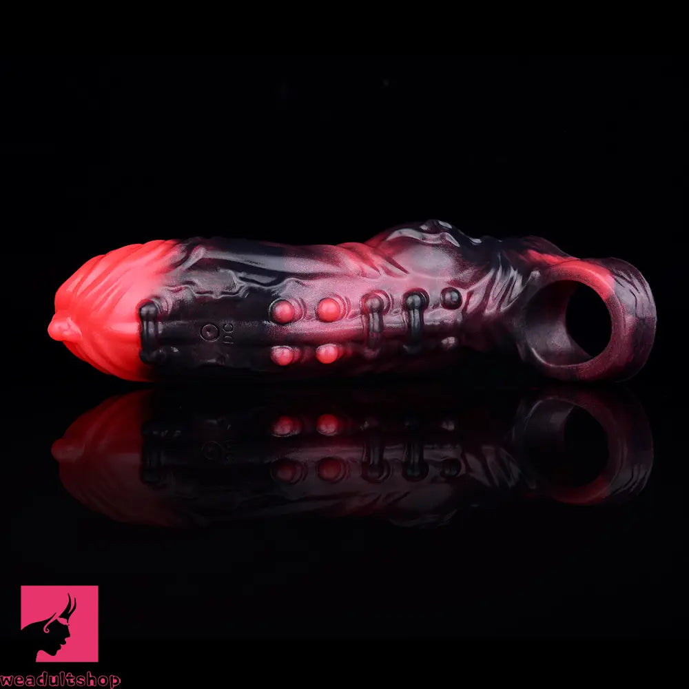 5.91in Silicone Vibrating Dog Tentacle Dildo Sleeve Knot Dildo With Cock Ring