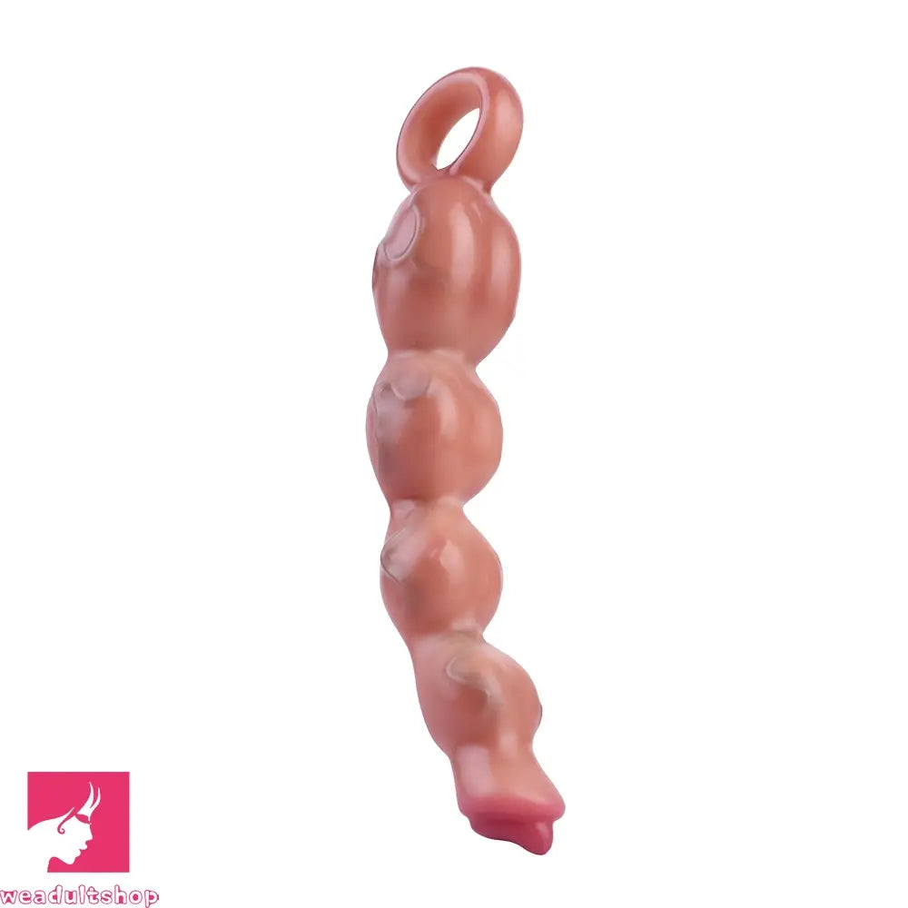 9.8in Big Vibrating Silicone Soft Pulling Beads Cock Dildo With 3 Motors