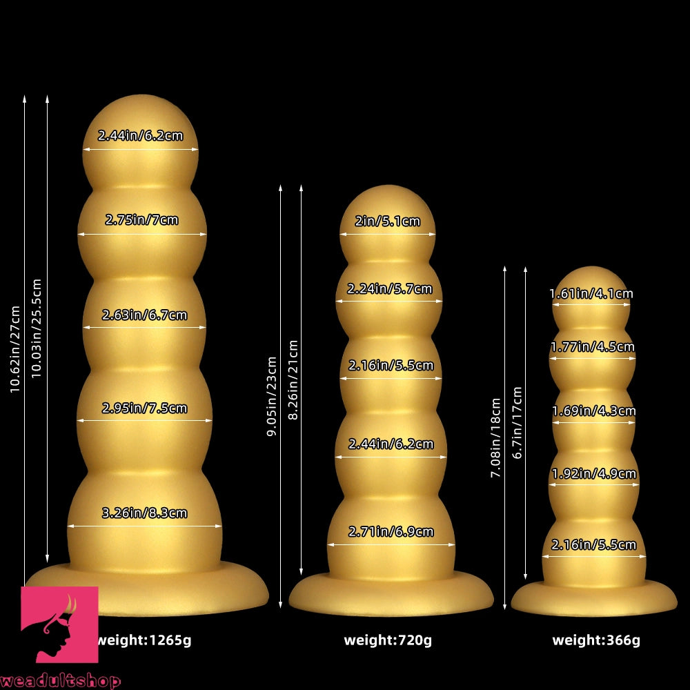 7.08in 9.05in 10.62in Silicone Soft Five-Bead Pull-Bead Butt Plug Cock Dildo
