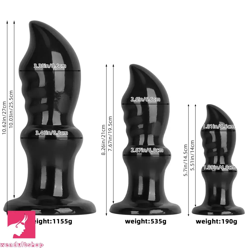 5.7in 8.26in 10.62in Black PVC Sword Large Clit Dilation Training Dildo