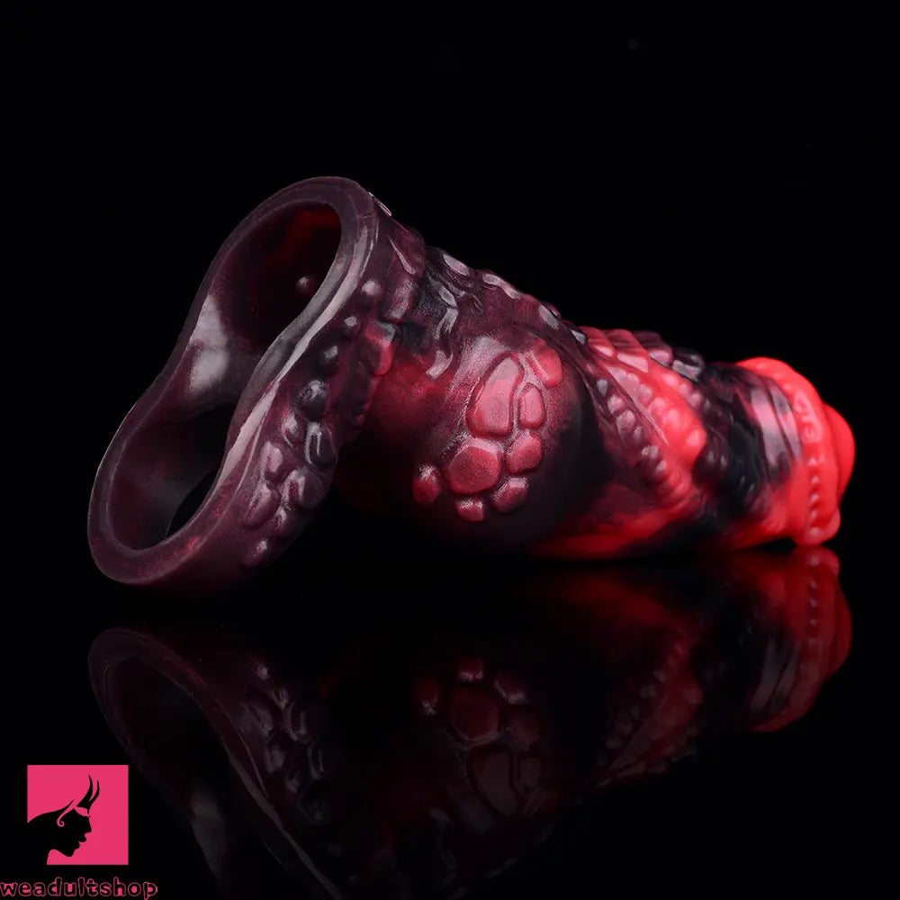 5.98in Silicone Dog Cock Hollow Sleeve Knot Dildo With Cock Ring For Clit