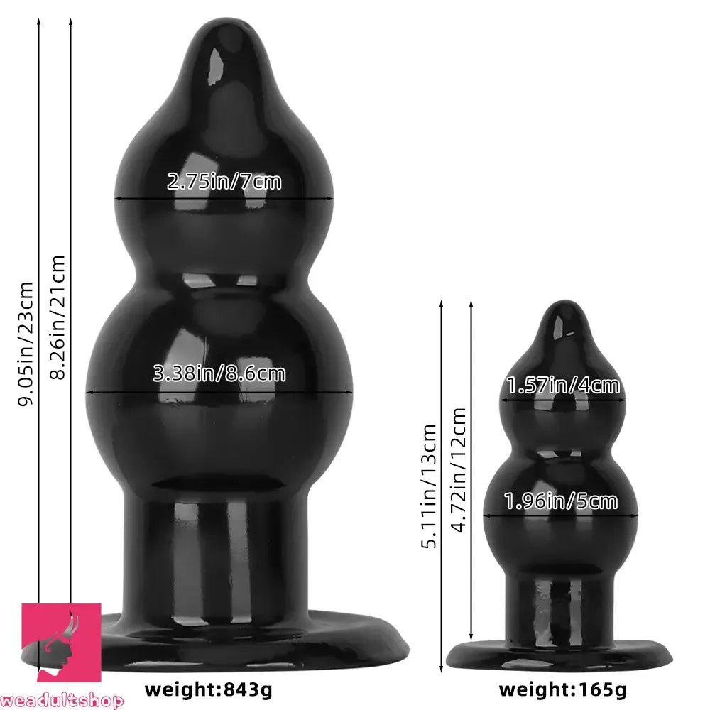 5.11in 9.05in Black Fantasy PVC Big Thick Butt Plug Dildo Cock Stimulator