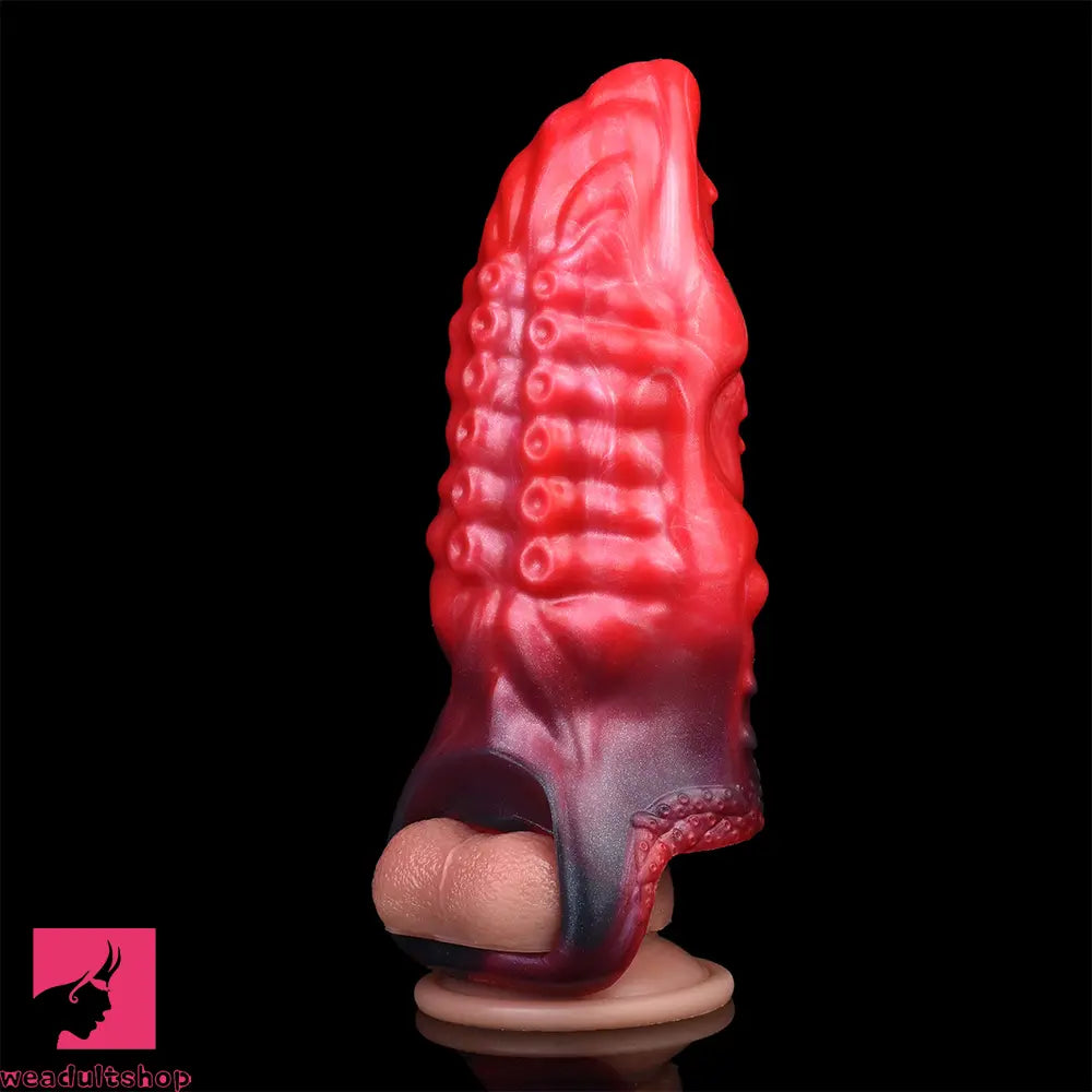 6.14in Hollow Dildo Built-in keel Vibration Remote Control Tentacle Penis Sleeve
