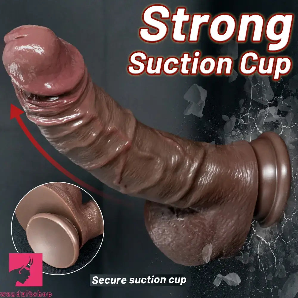 7.48in 8.46in 10.03in 11.22in Real Curved Silicone Strap on Dildo Penis Toy