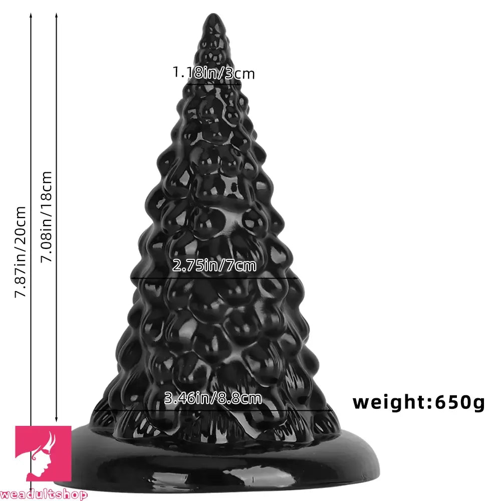 7.87in Black PVC Thick Anal Plug Anal Expansion Suction Cup Clit Dildo