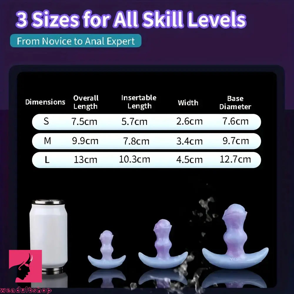 2.95in 3.9in 5.12in Small Sea Jade Anal Knot Silicone Soft Strap on Dildo