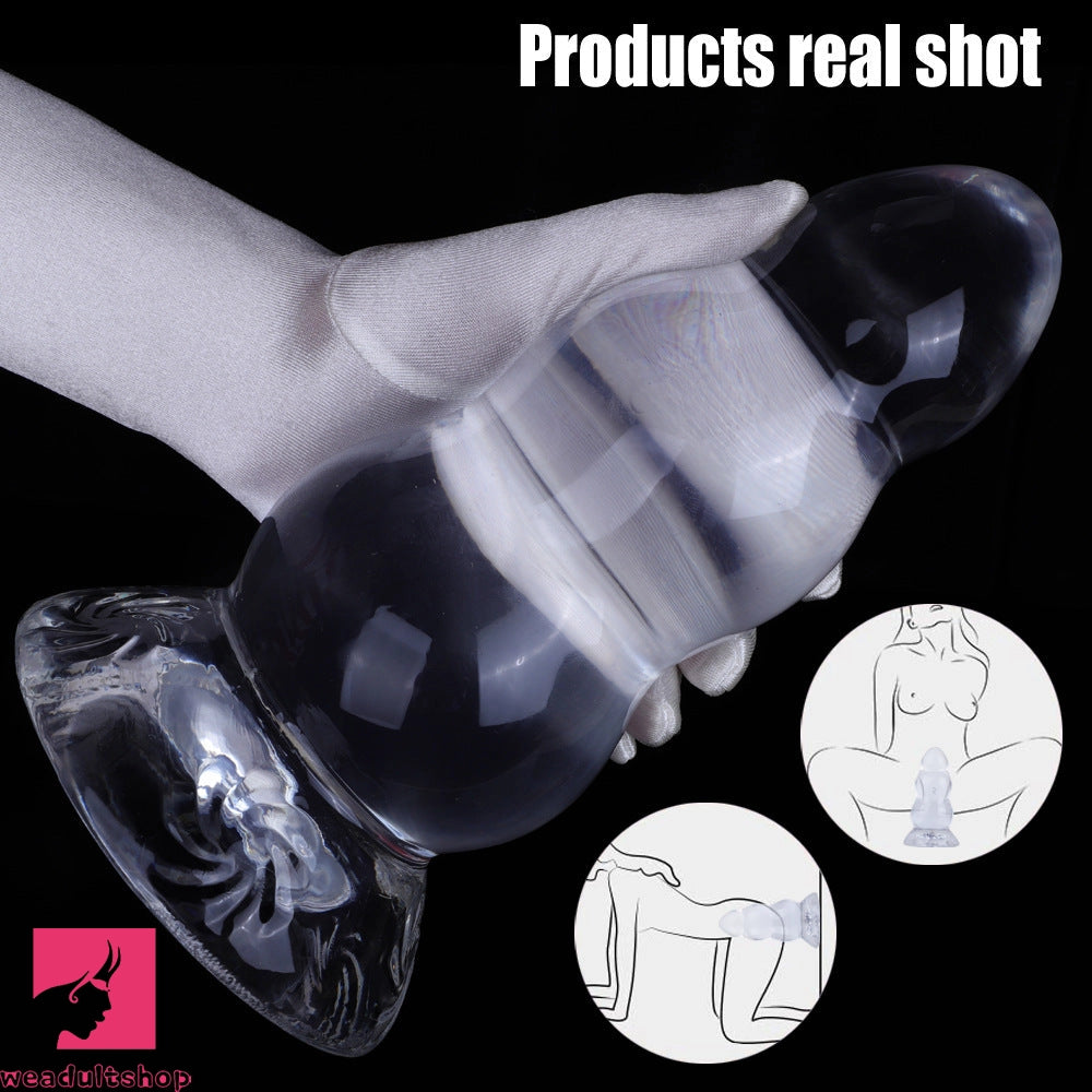 9.05in Giant Silicone Beads Transparent Jelly Soft Big Women Dildo