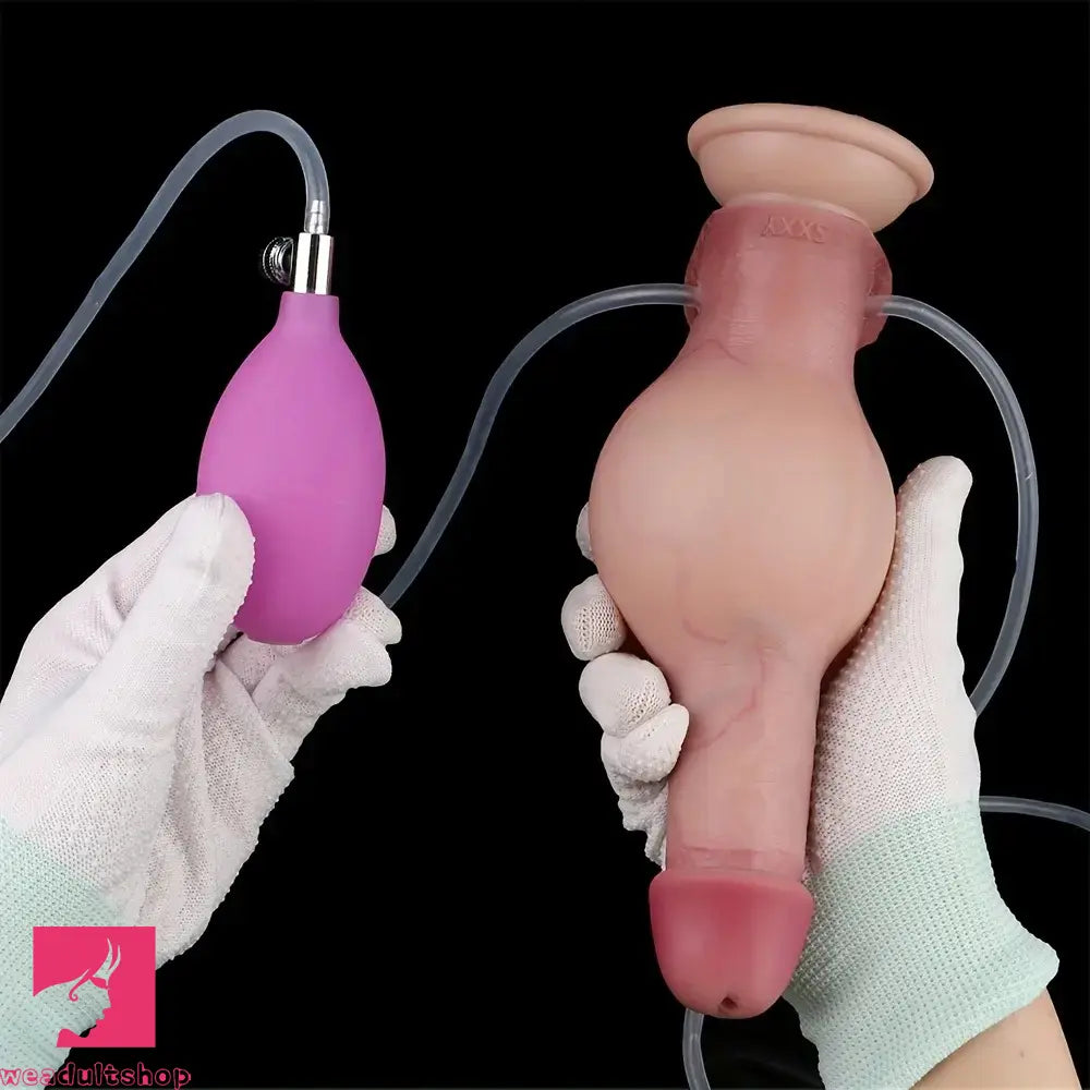 7.3in Realistic Inflatable Squirting Soft Silicone Flexible Dildo Vagina Clit Toy