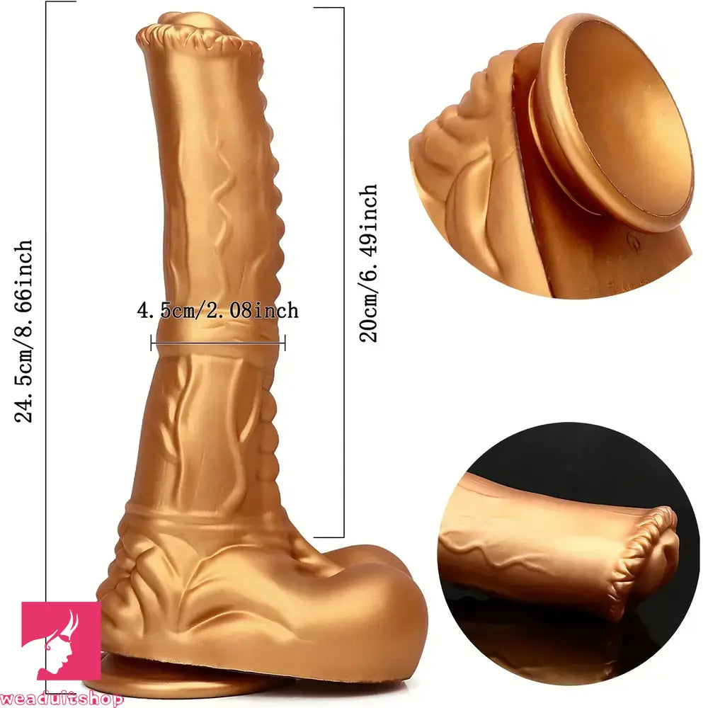8.66in Golden Silicone Huge Horse Cock Dildo For Vaginal Prostate Sex
