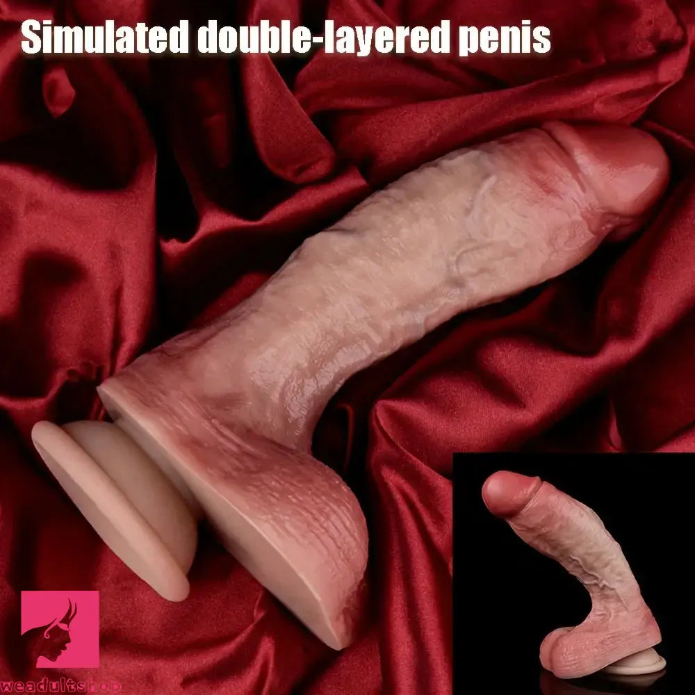 7.68in Soft Liquid Silicone Double-Layered Cock Simulator Dildo With Base