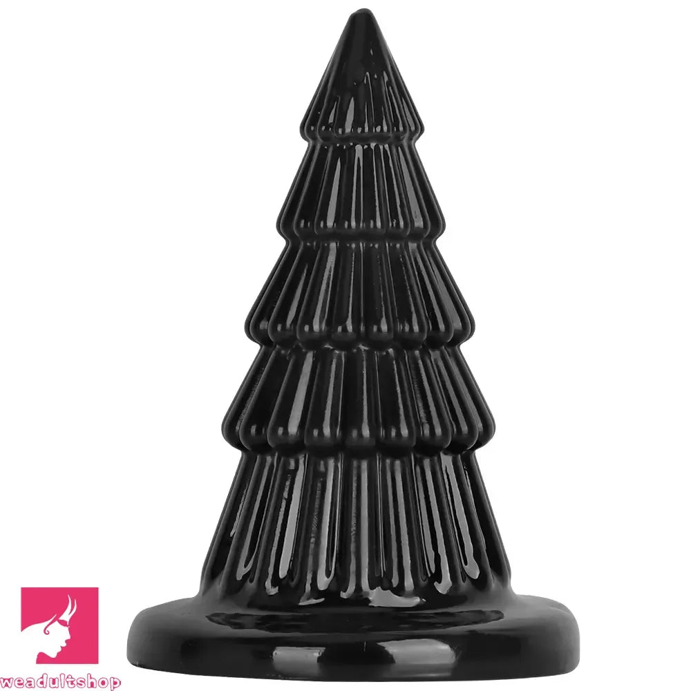 7.67in Christmas Tree PVC Black Extra Butt Plug Cock Dildo With Suction Cup