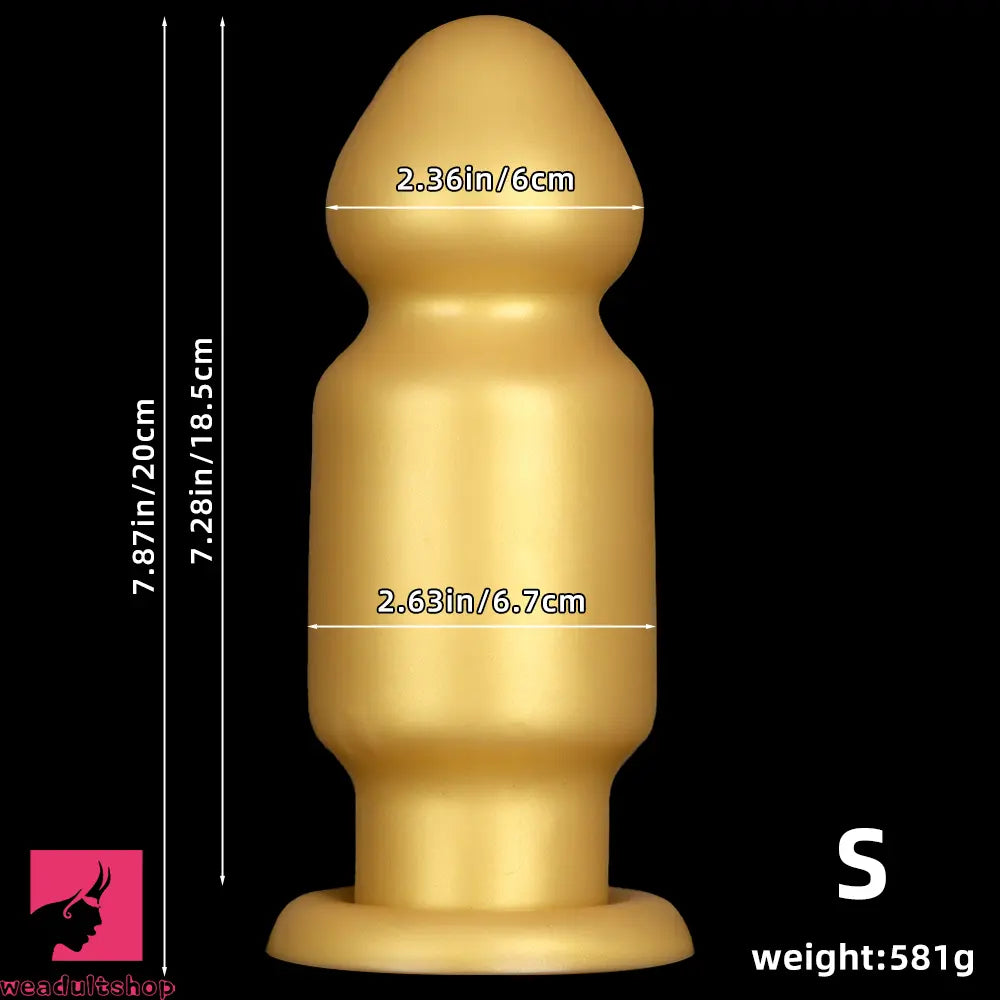 7.87in 11.22in Golden Silicone Soft Big Anal Plug Dildo For Clit Expansion