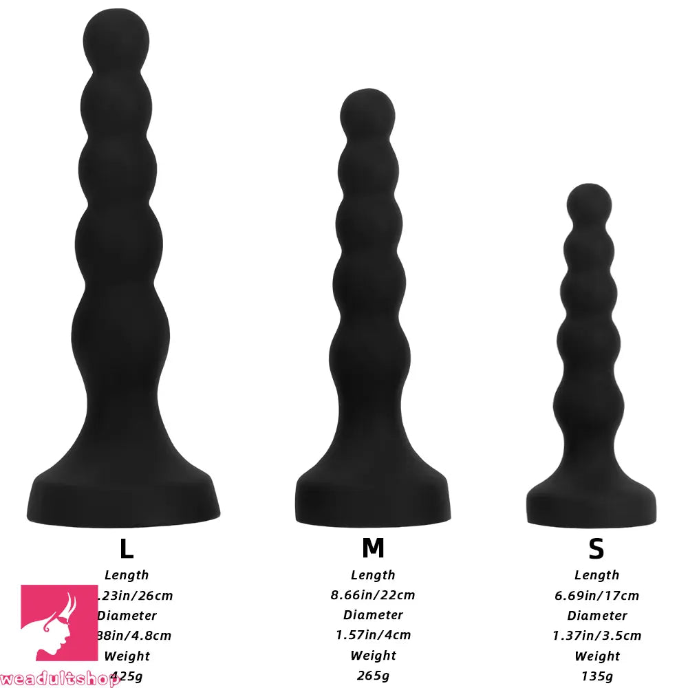 6.69in 8.66in 10.23in Black Silicone Soft Large Anal Plug Cock Dildo