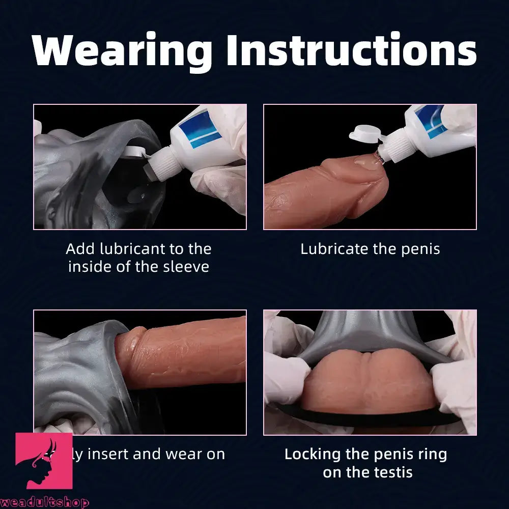 7.87in Hollow Fantasy Silicone Penis Sleeve Dildo For Physical Delay Control