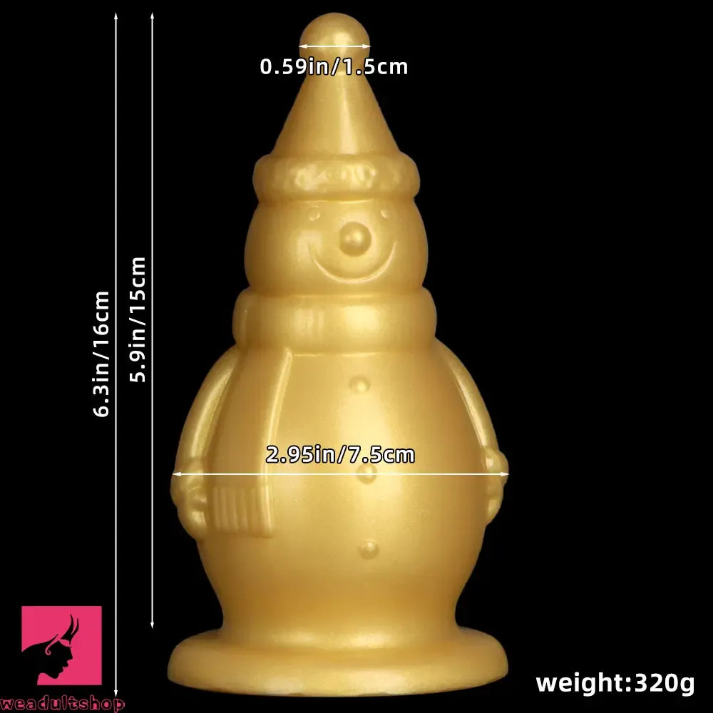 6.3in Snowman Silicone Soft Extra Golden Butt Plug Dildo For Clit Flirting