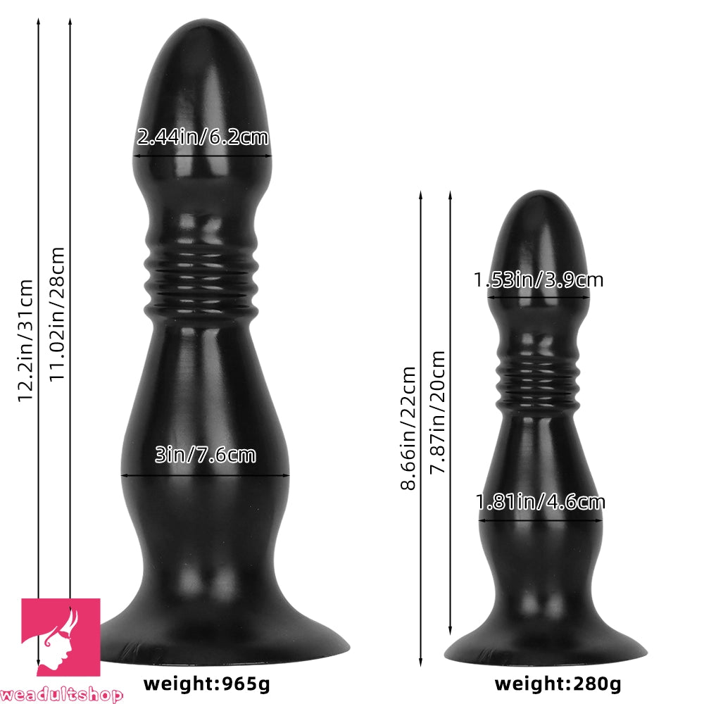 8.66in 12.2in Big Head Anal Dilation Black Big PVC Anal Plug Cock Dildo