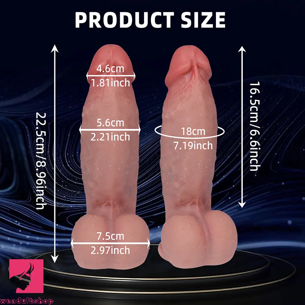 8.96in Silicone Soft Real Thick Dildo Big Adult Penis Sex Toy For Couples