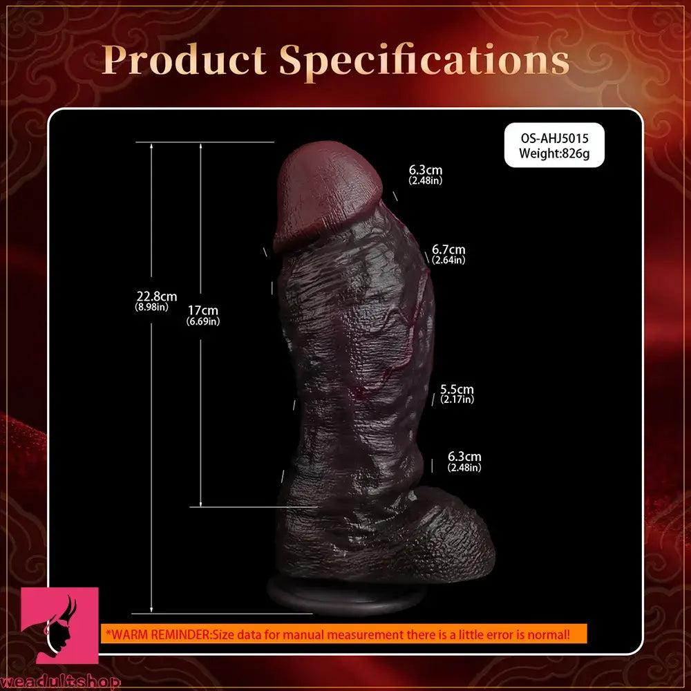8.98in Real Feel Dual Density Silicone Soft Real Dildo Hands-Free Cock Toy