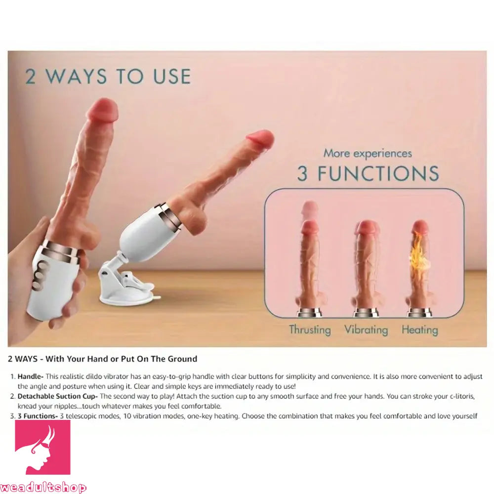 10.6in Realistic Thrusting Dildo Vibrator with Handle Sucker Fuck Machine