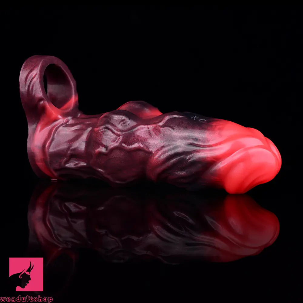 5.91in Silicone Dog Cock Sleeve Knot Dildo Vibrating Dildo With Cock Ring