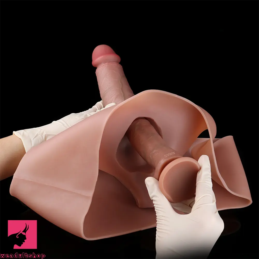 8.07in Hollow Penis Dildo Sleeve Silicone Soft Pants For Thicken Supplies