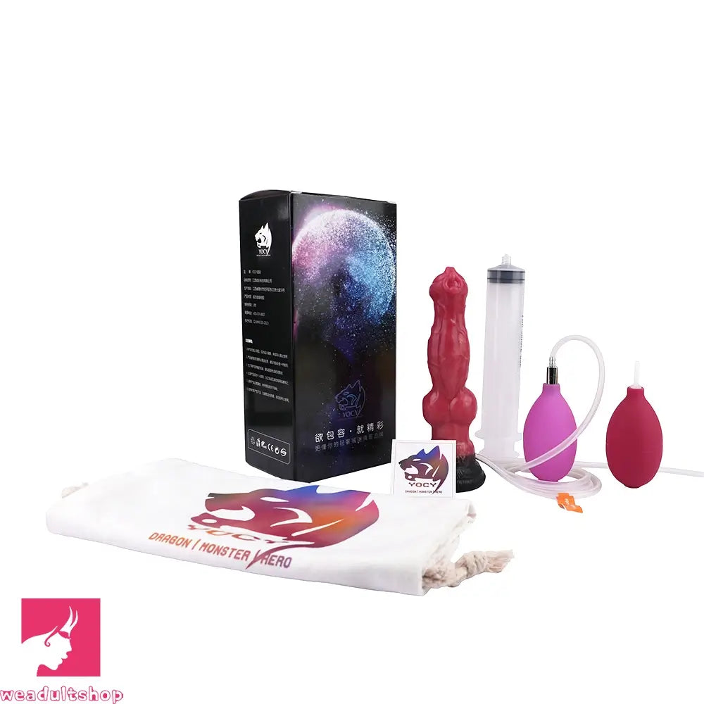 7.08in Wolf Silicone Soft Ejaculating Inflatable Knot Dildo For Adults Love