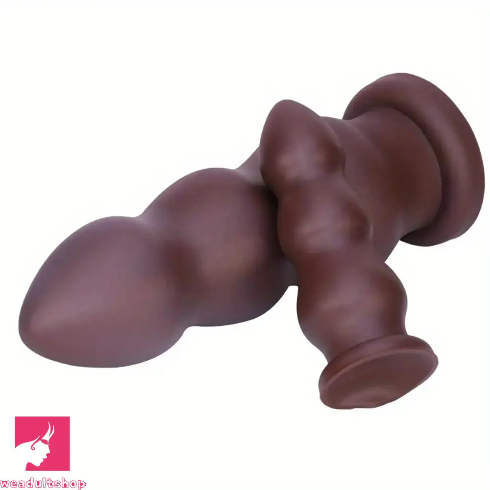 7.08in 8.46in 10.23in 12.2in Chocolate-Colored Silicone Soft Smooth Dildo