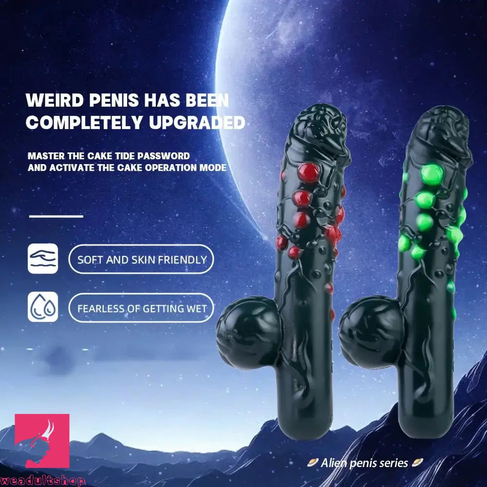 8.46in Liquid Silicone Soft Fantasy Spiked Handle Dildo Handy Masturbator