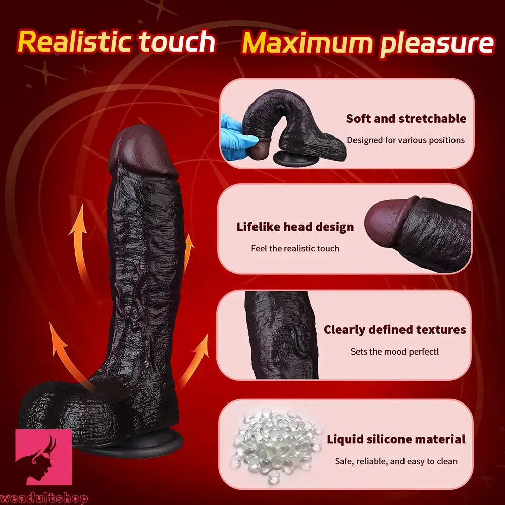 9.44in Dual Density Silicone Soft Real Dildo For Gay G Spot Love Prostate