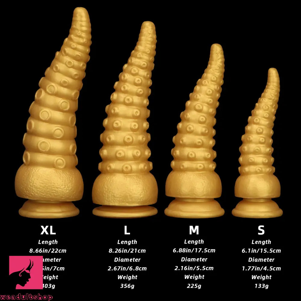 6.1in 6.88in 8.26in 8.66in Gold Silicone Multi-size Octopus Thick Sex Dildo
