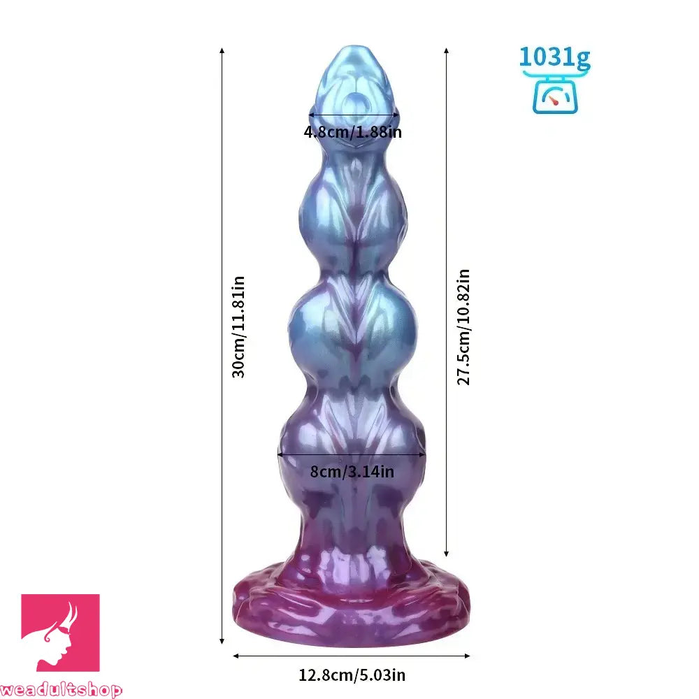 8.38in 10.15in 11.81in Beaded Monster Doggy Egg Fantasy Knot Clitoris Dildo
