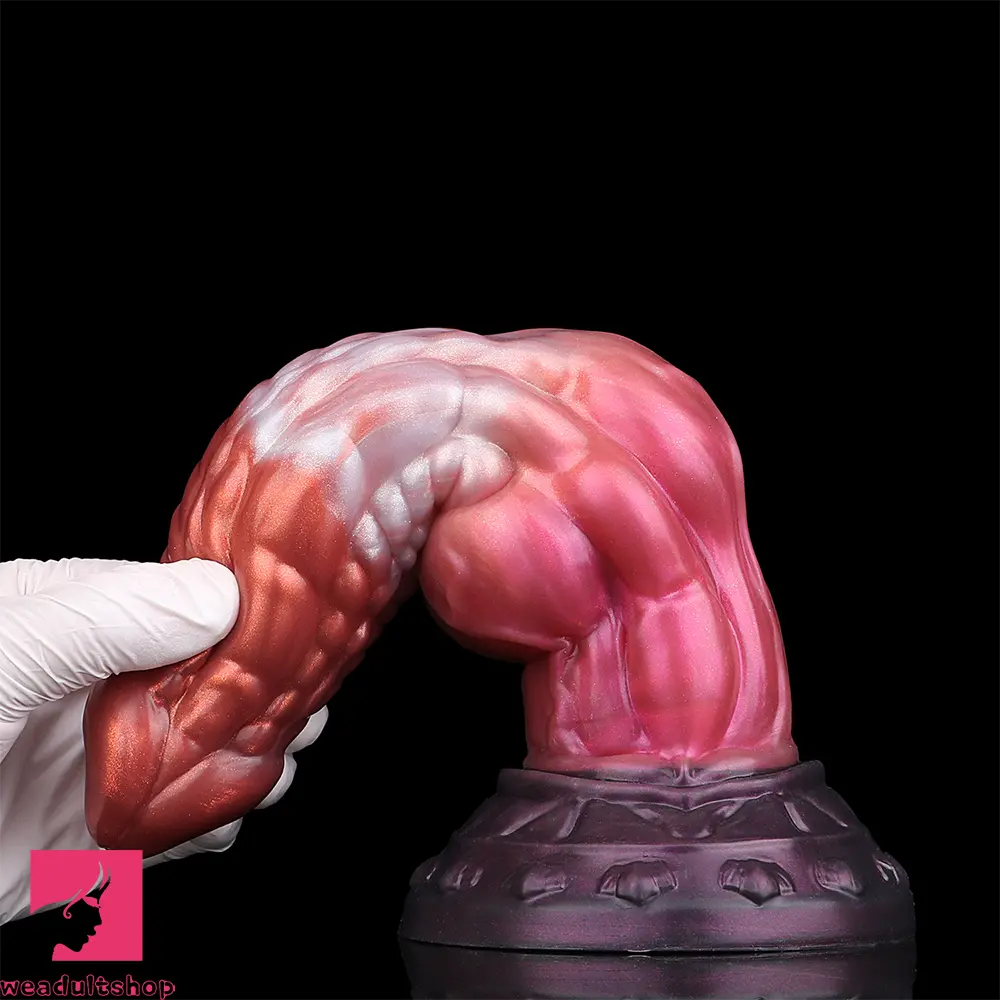 9.76in Knotted Monster Animal Double Layer Silicone Dildo Female Toy