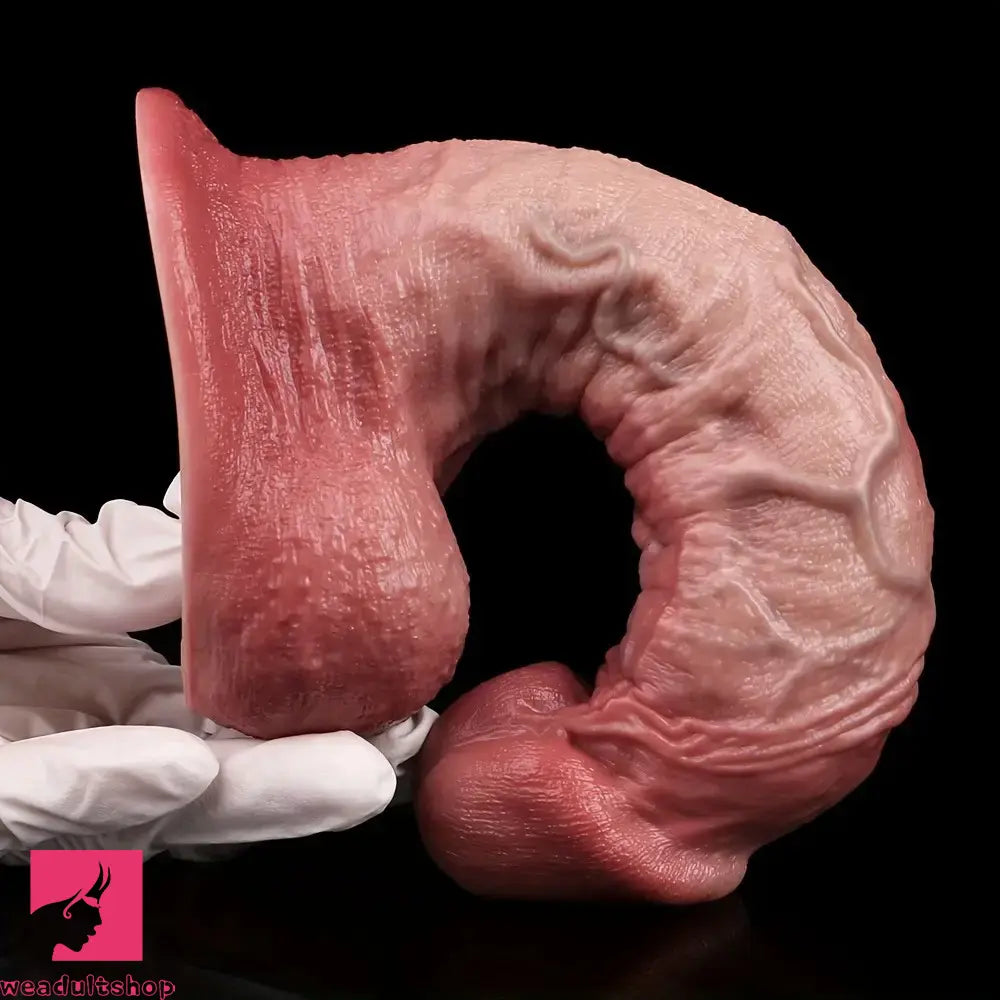 7.48in Realistic Double-layer Silicone Cock Light Beige Texture Dildo