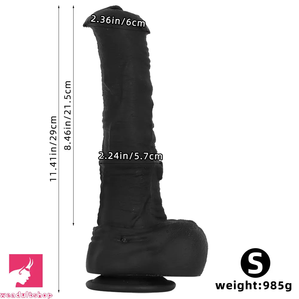 11.41in 13.18in 14.56in Big Long Black Silicone Thick Dildo Indoor Cock Toy