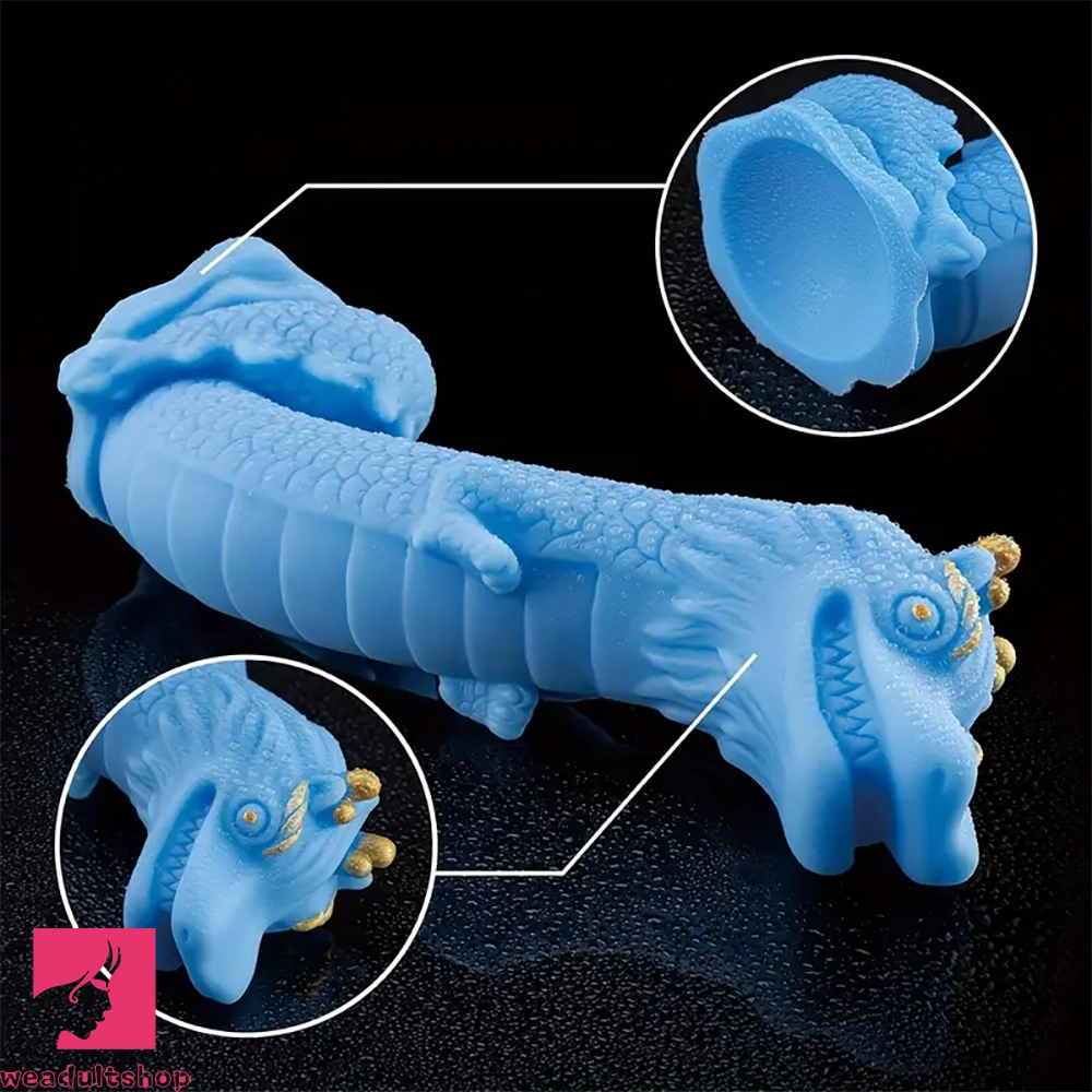 8.82in Blue Dragon Silicone Dildo Realistic Textured Adult Toy For Clit