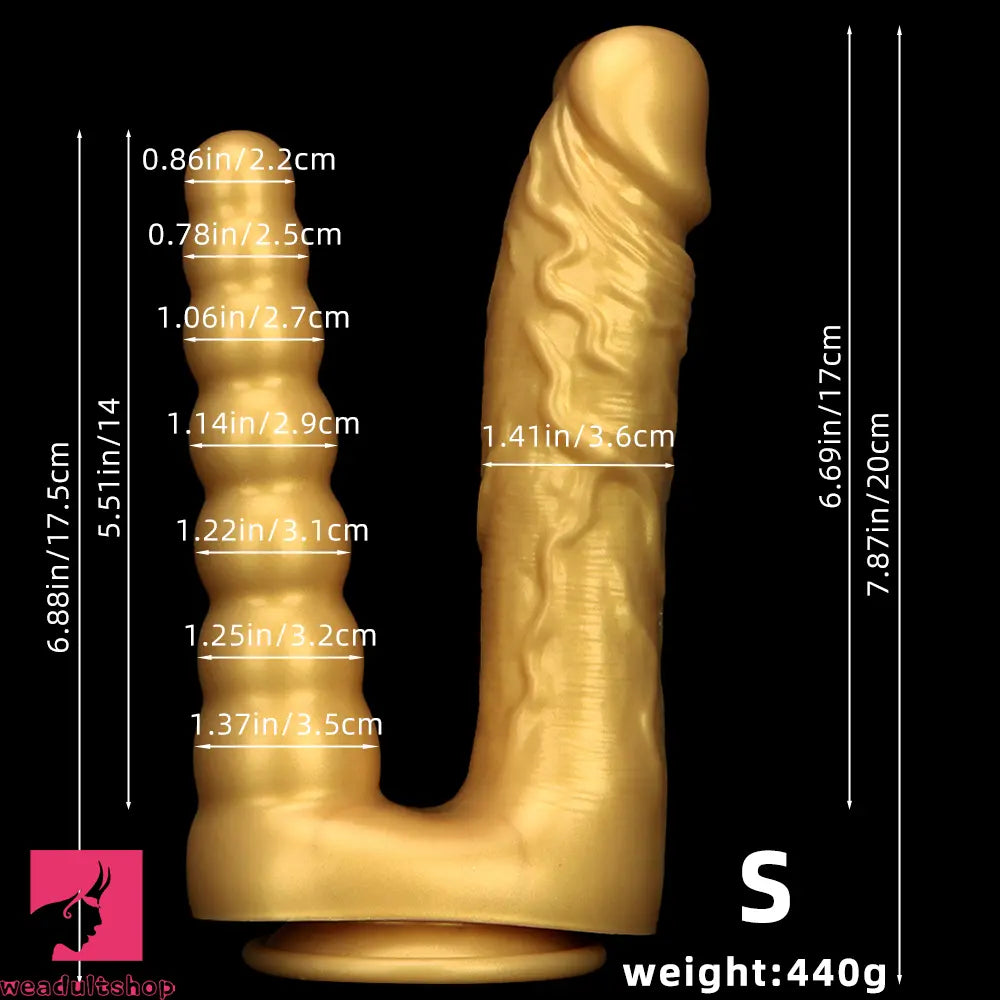 7.87in 10.43in Large Silicone Double-ended Dildo Soft Clit Masturbator