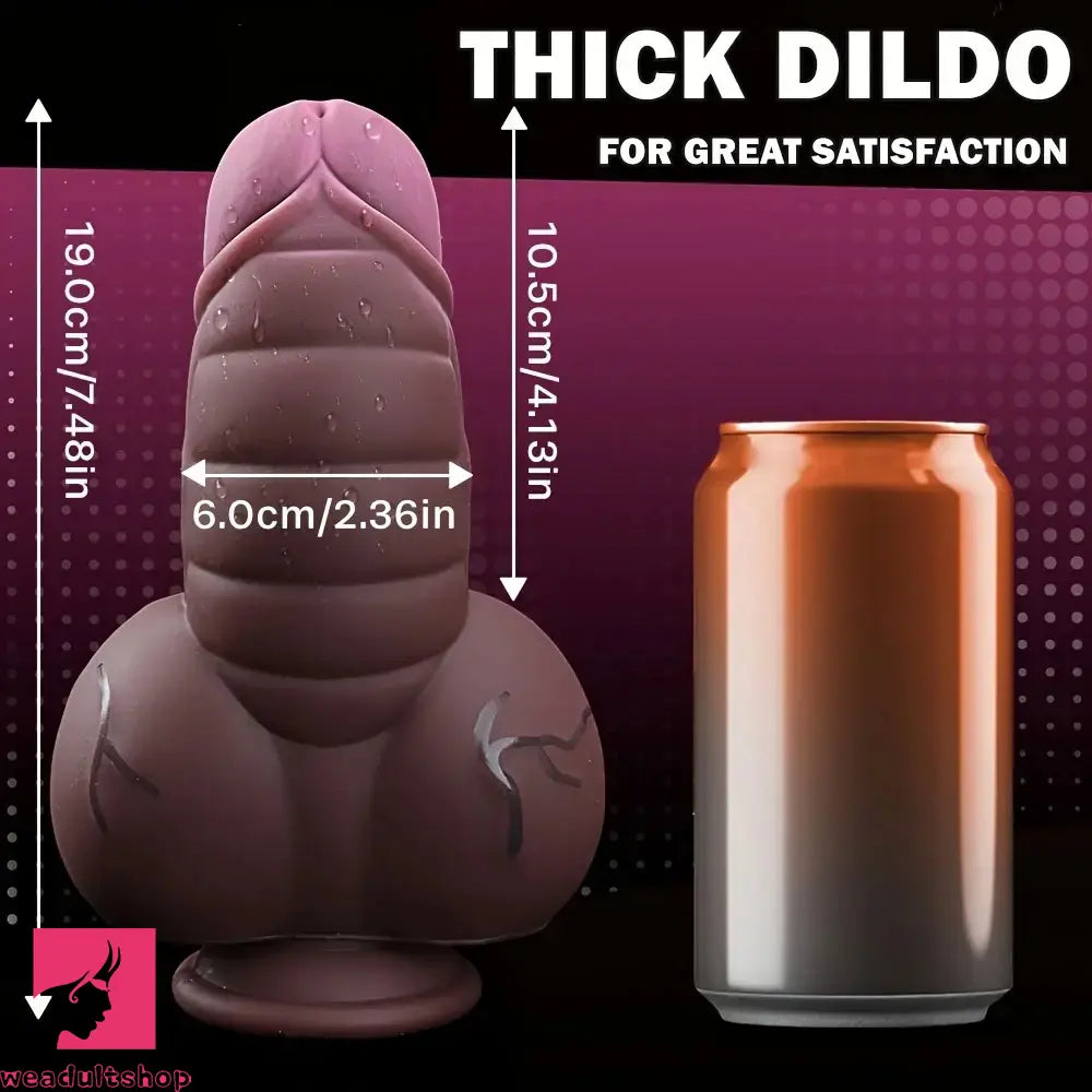 7.48in Realistic Fantasy Penis Liquid Silicone Soft Odd Fat Thick Dildo