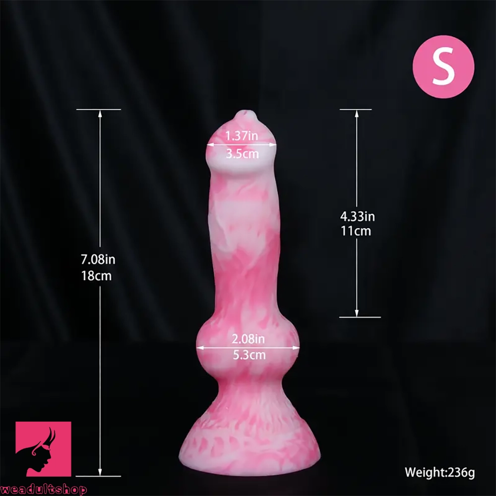 7.08in - 12.99in Realistic Pink Silicone Dog Knot Dildo Realistic Cock Toy