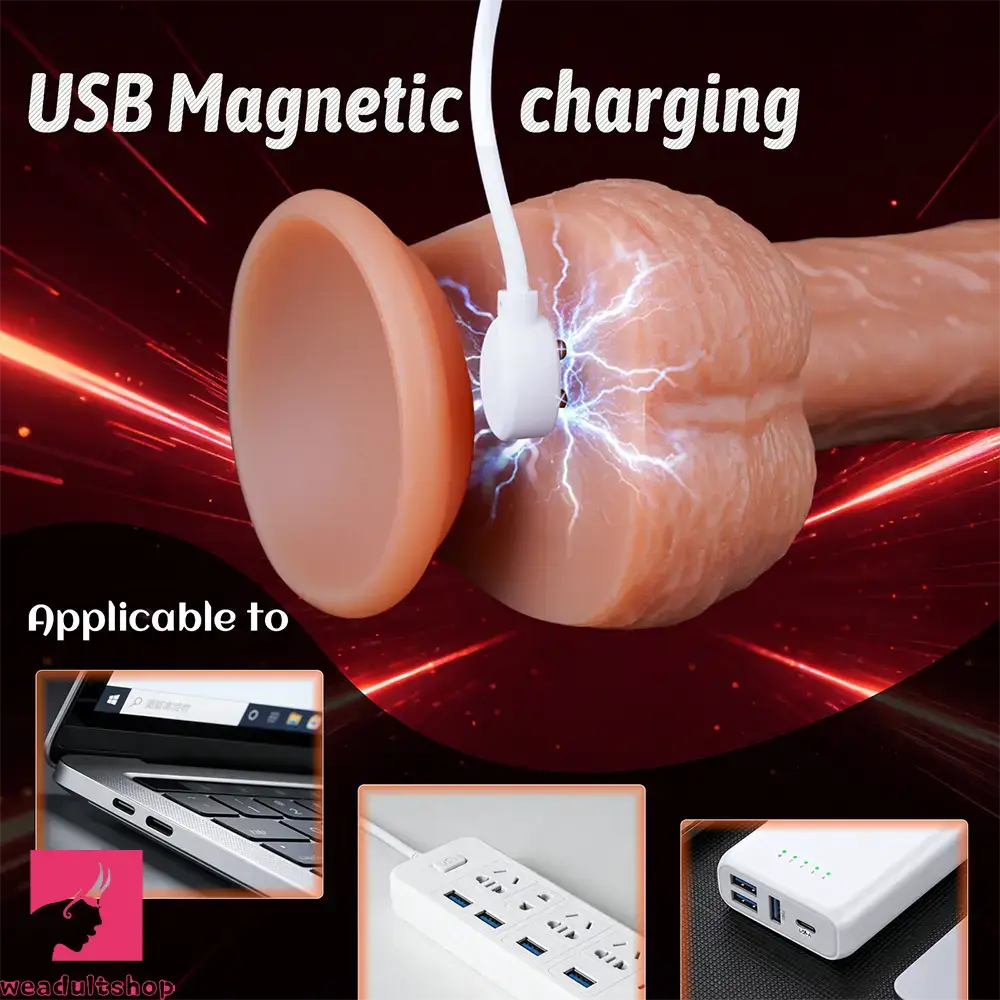 8.27in Realistic Heating Thrusting Vibrating Silicone Lifelike Big Cock Dildo