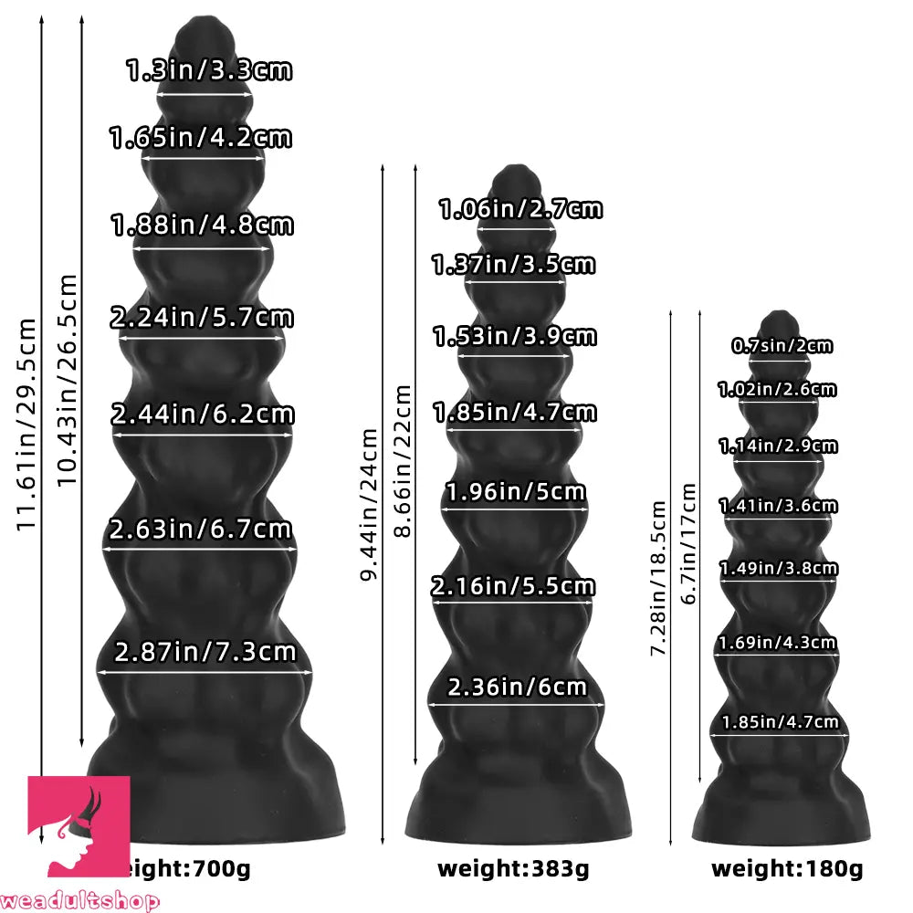7.28in 9.44in 11.61in Black Big Fantasy Odd Silicone Soft Dildo For Sex Toy