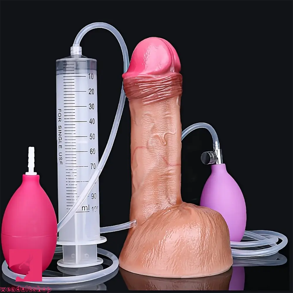 7.59in Skin-Friendly Liquid Silicone Inflatable Spraying Body-Safe Dildo