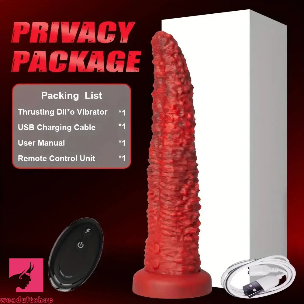 9.45in Monster Soft Odd Silicone G-Spot 10 Vibrating 3 Thrust Modes Dildo