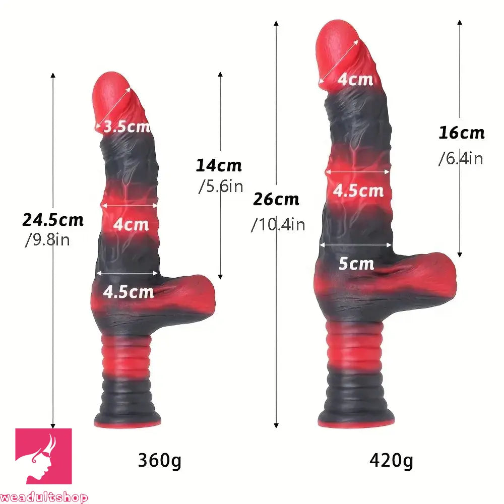 9.8in 10.4in Red Black Silicone Large Fantasy Sword Dildo With Handle