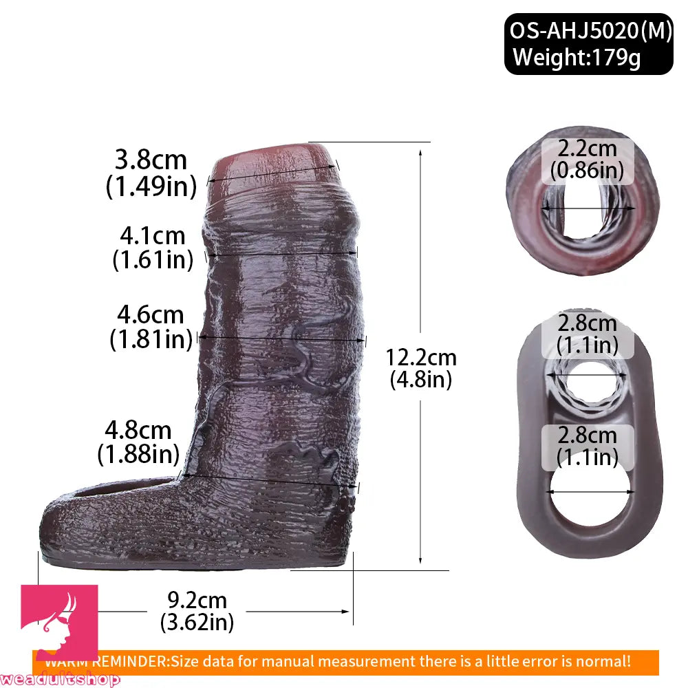 4.05in 4.8in 5.39in Platinum Silicone Penis Dildo Sleeve Male Wearable Toy