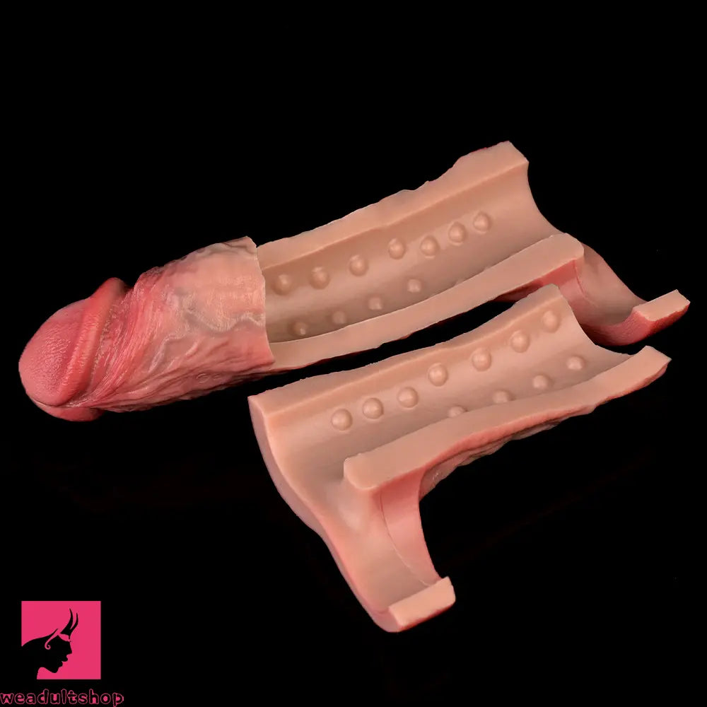 7.48in Vibrating Real Remote Silicone Hollow Dildo Sleeve Penis Extender