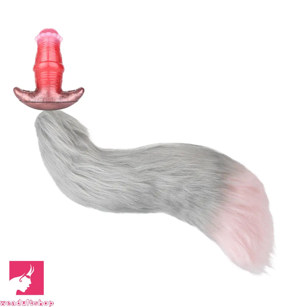 2.91in-8.85in Horse Cock Wearable Gag Fox Tail Vibrator Anchor Cock Dildo